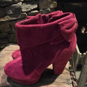 Gianni Bini Magenta Suede Ankle Booties